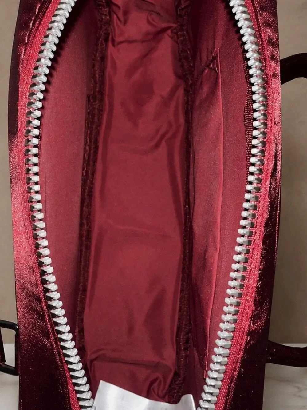 Damson Madder Benny Mini Bowler Satin Bag Burgundy NWT East West Shoulder Bag